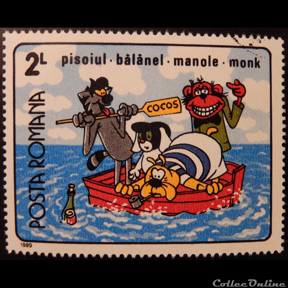 Roumanie 03855 qui rie en dernier? 2 Lei de 1989 timbre europe roumanie 03855 qui rie en dernier 2 lei de 1989