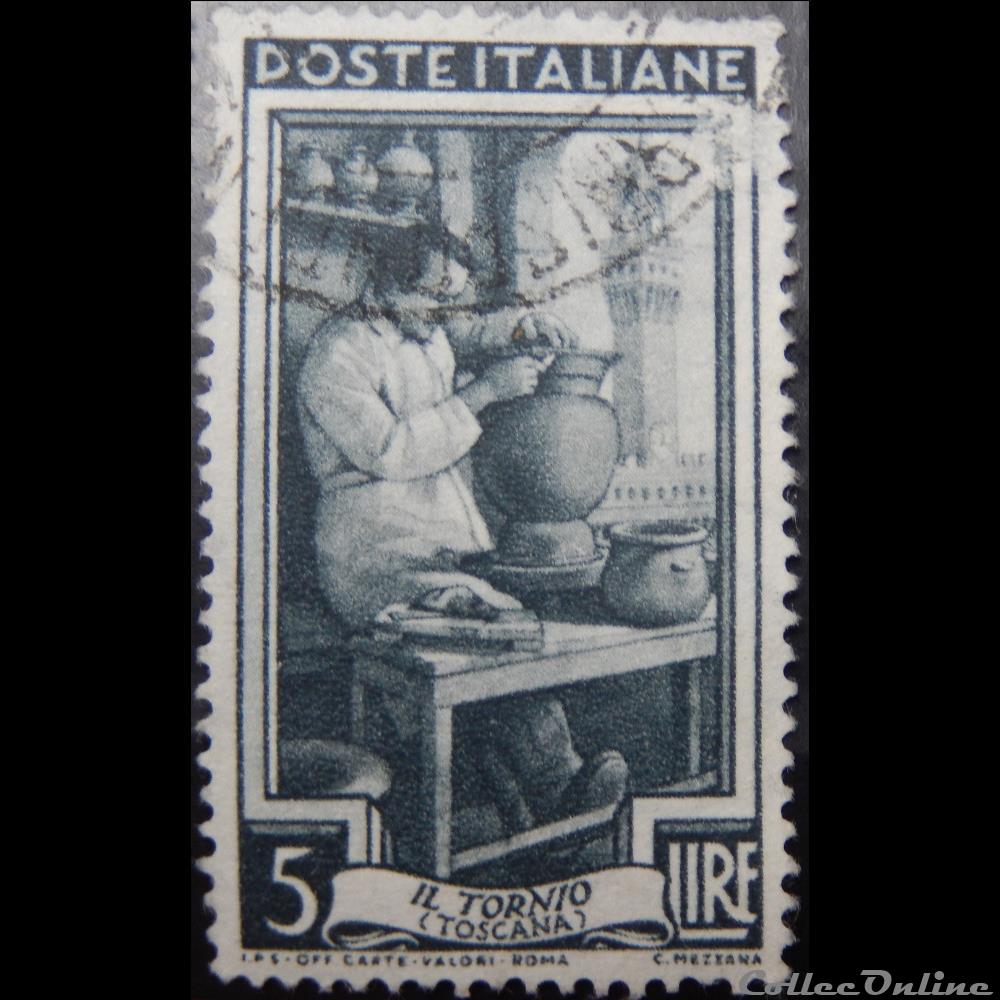 timbre europe italie 00575 toscane le potier 5 lires de 1950