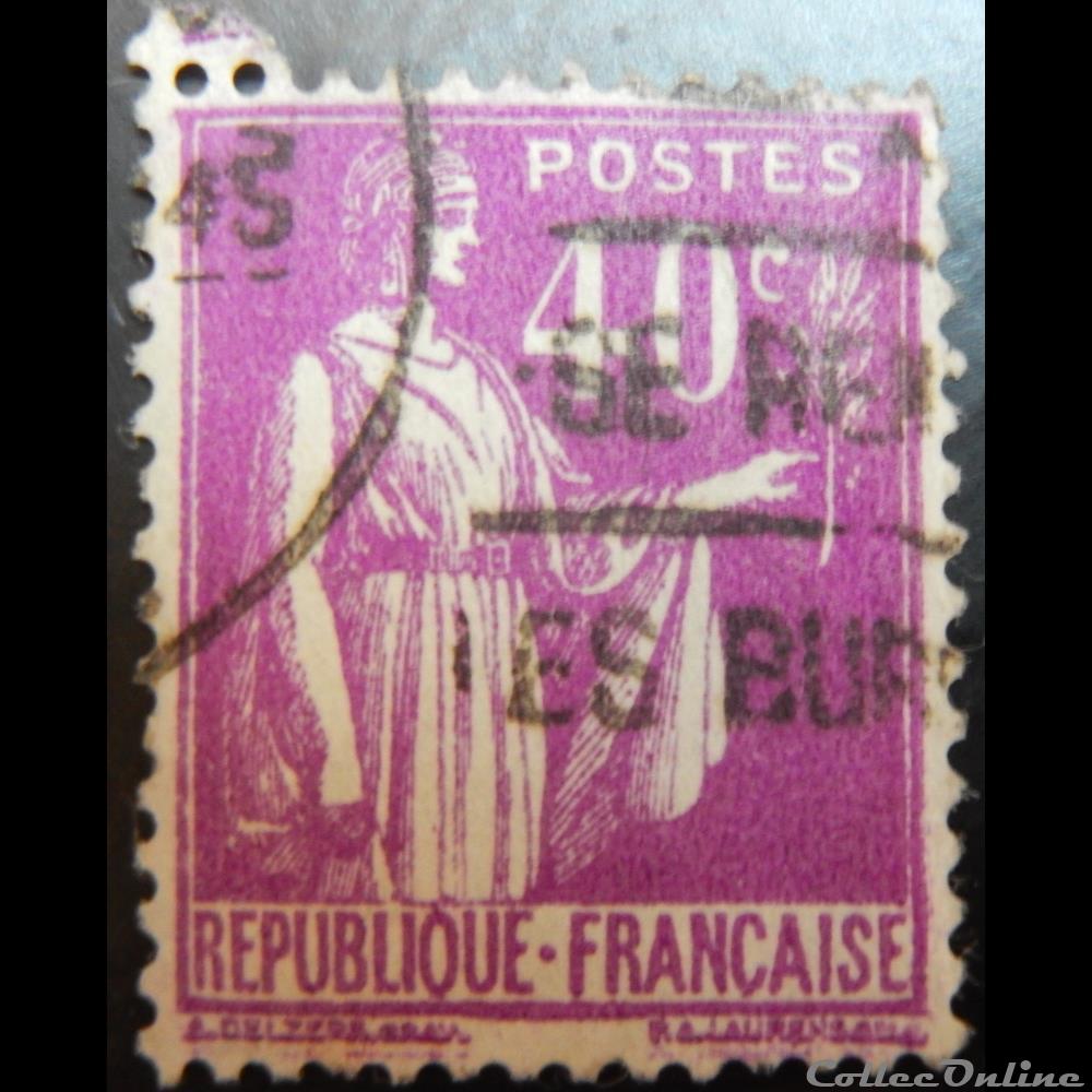 timbre france 00281 type paix 2eme serie 40cts lilas