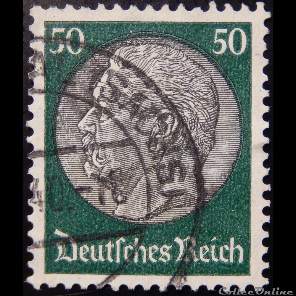 timbre europe allemagne reich 00458 president paul von hindenburg 50pf de 1933