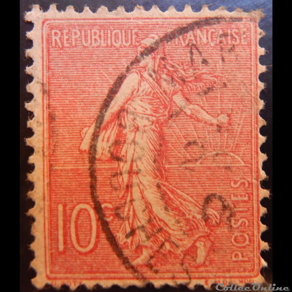 00129 Semeuse lignée 10c rose timbre france 00129 semeuse lignee 10c rose