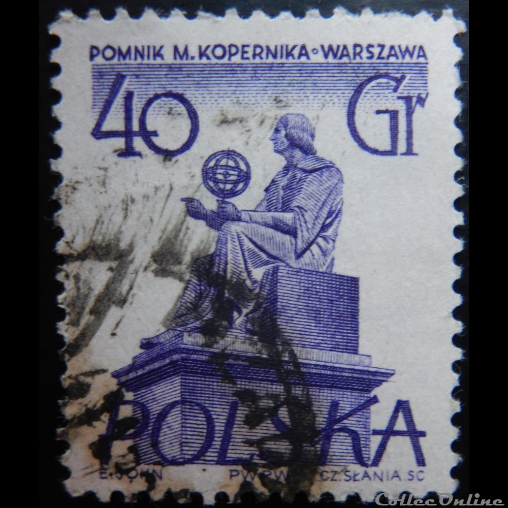 Pologne 00806 Mikolaj Kopernik 40Gr de 1955 timbre europe pologne 00806 mikolaj kopernik 40gr de 1955