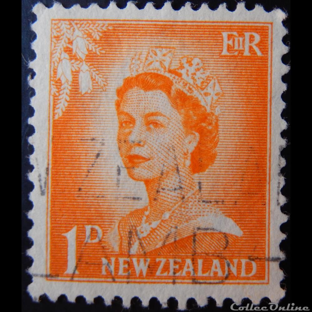timbre oceanie nouvelle zelande 00352 reine elisabeth ii 1p de 1956