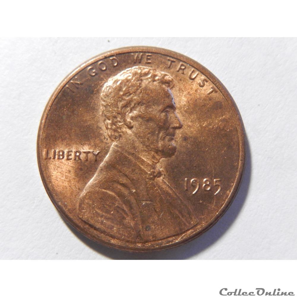 1 cent de 1985 2 monnaie monde etat uni 1 cent de 1985