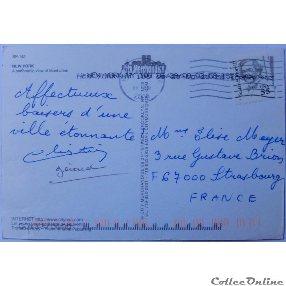 carte postale amerique alsace cp des etats unis new york