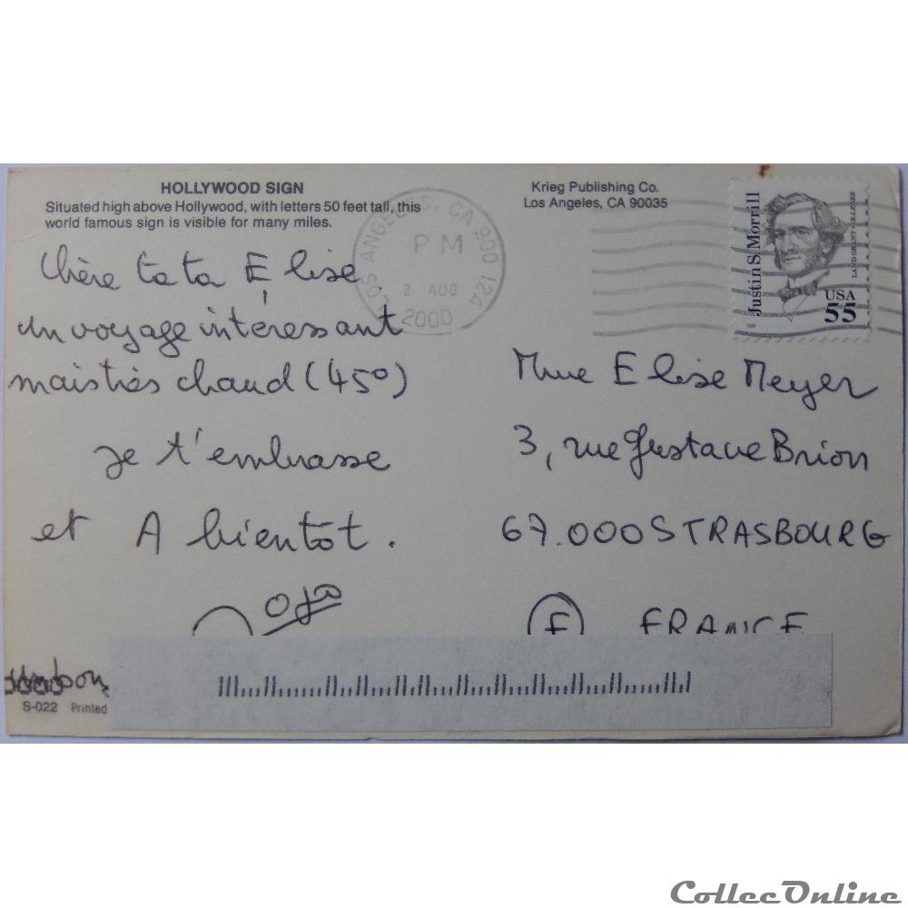 CP des Etats-Unis, Californie, Hollywood carte postale amerique poitou charente cp des etats unis californie hollywood