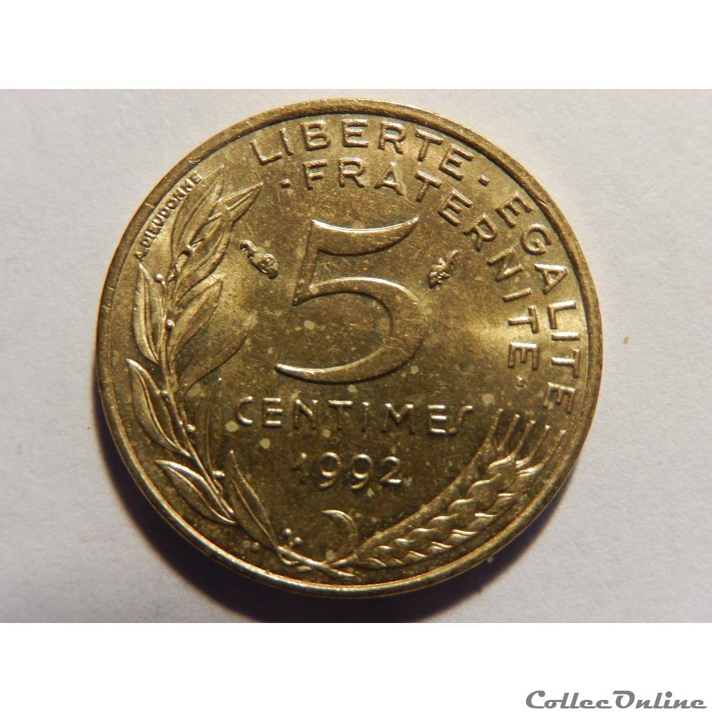5 centimes Marianne 1992 3 plis monnaie france moderne 5 centimes marianne 1992 3 plis