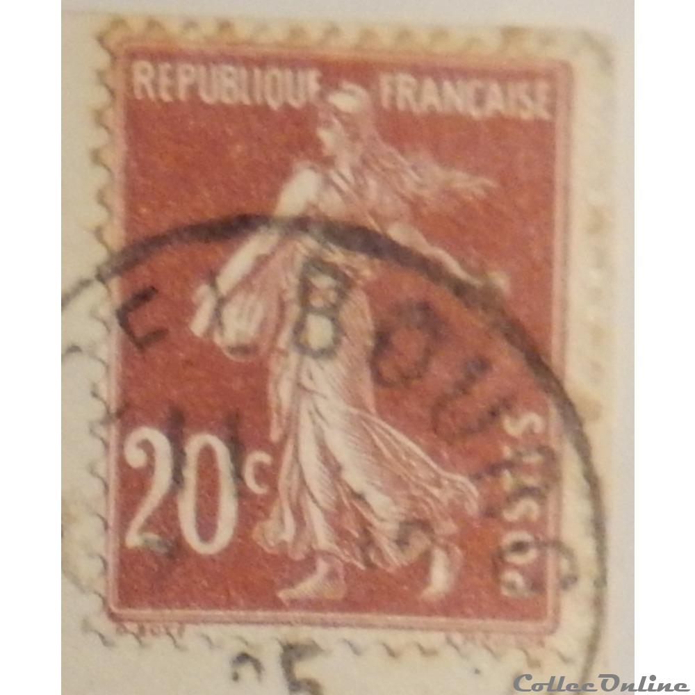 timbre france 00139 semeuse camee 20c brun rouge de 1907
