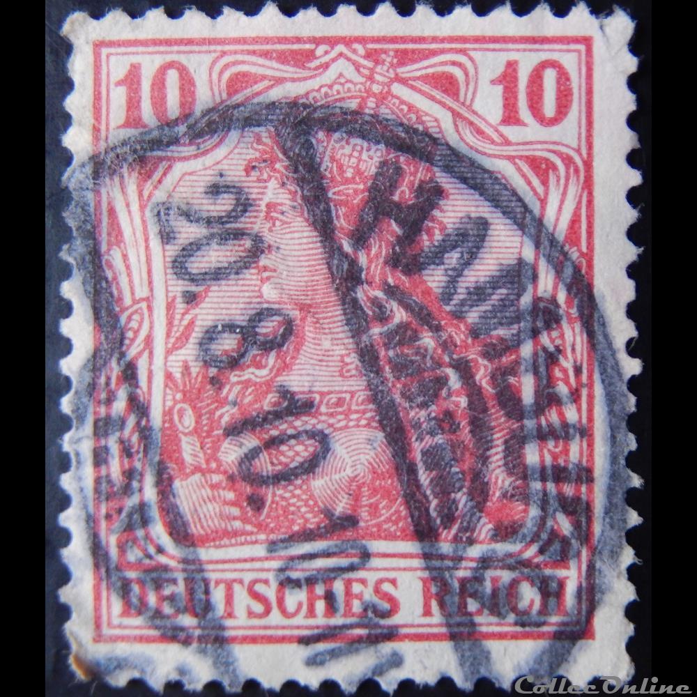 timbre europe allemagne reich 00069 germania avec la couronne imperiale 10pf de 1902