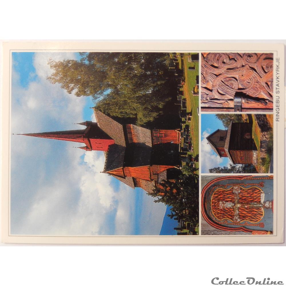 CP de la Norvège, Ringebu Stavkyrkje carte postale europe pay loire cp de la norvege ringebu stavkyrkje