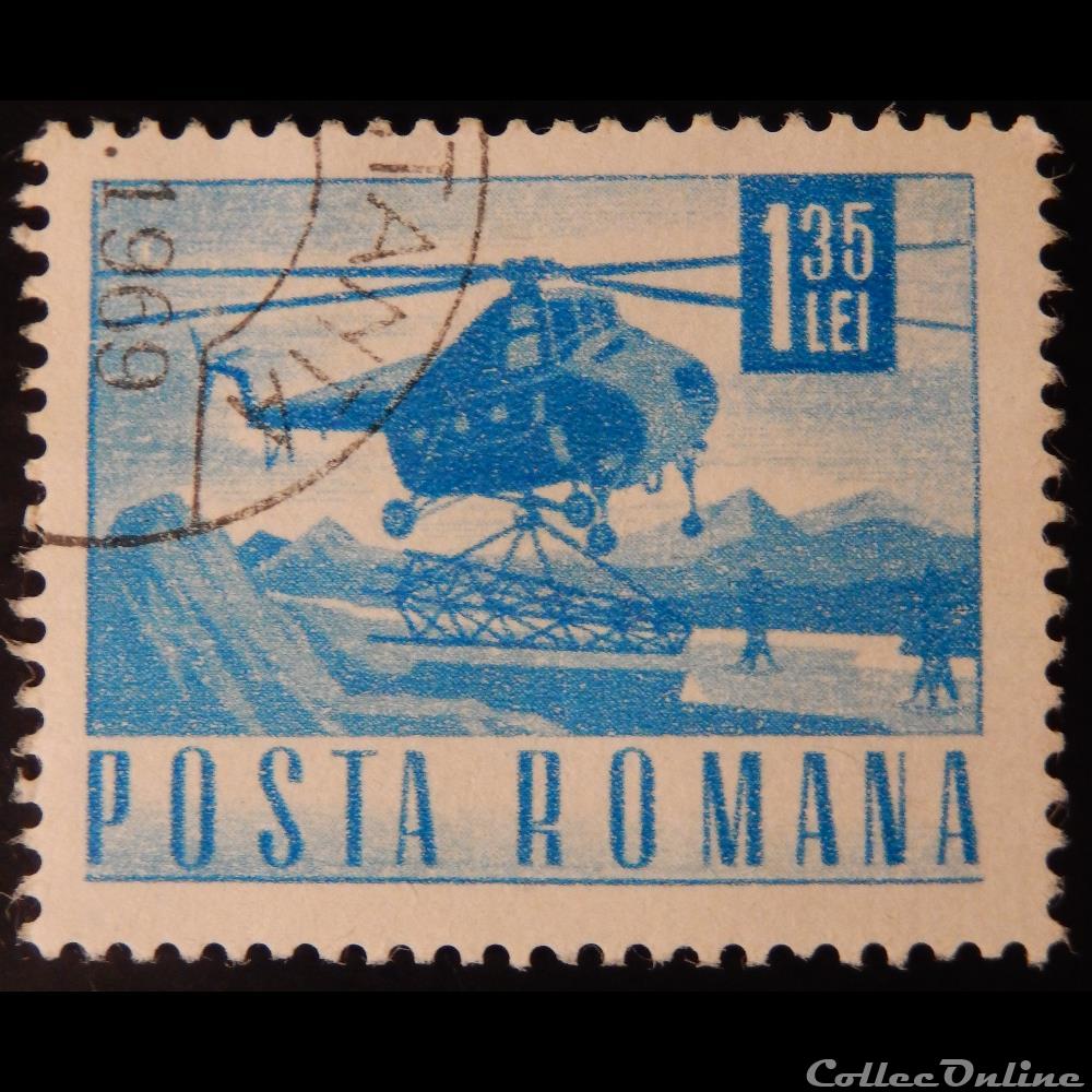 Roumanie 02355 Hélicoptère 1.35 Lei de 1968 timbre europe roumanie 02355 helicoptere 1 35 lei de 1968