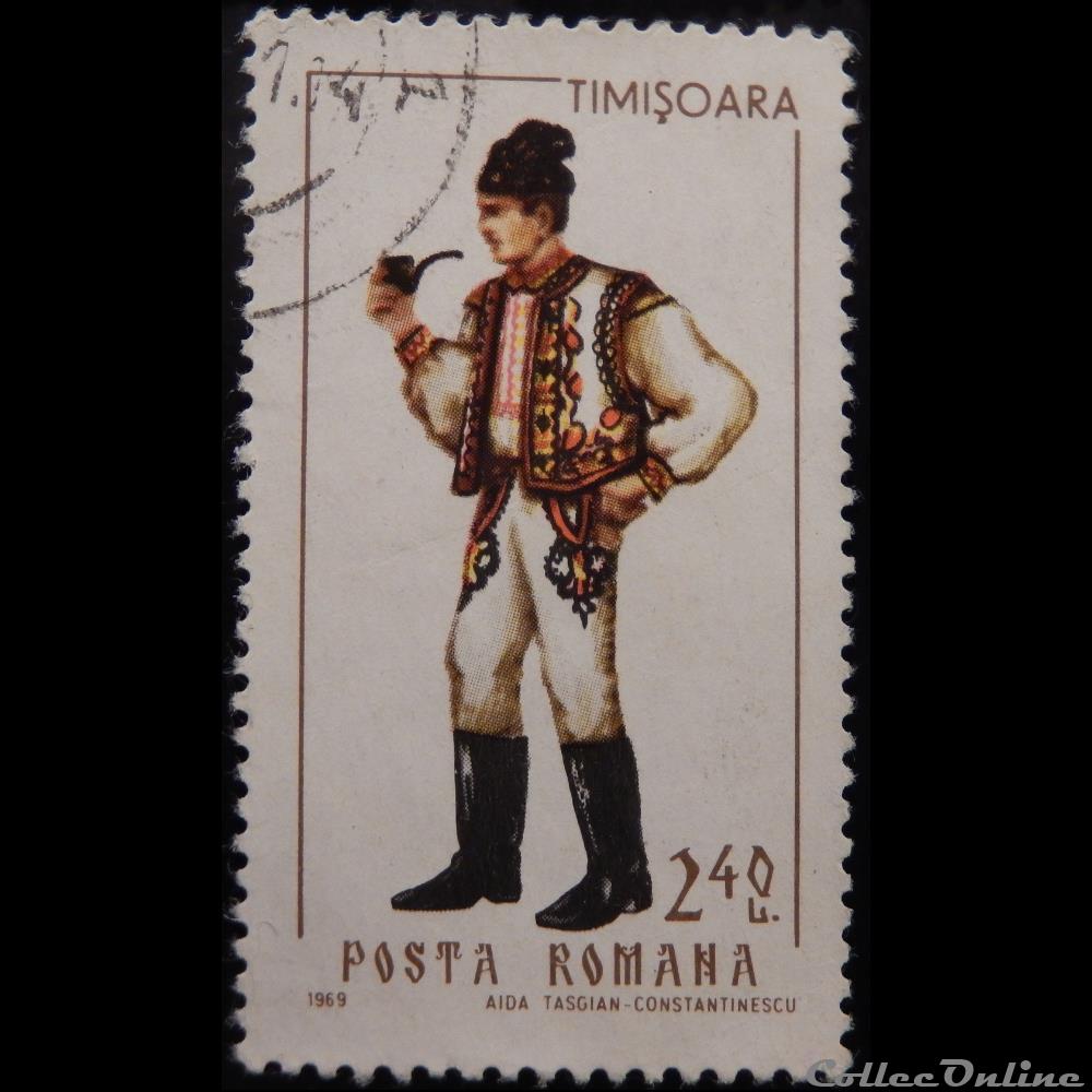 timbre europe roumanie 02445 costume folklorique timisoara 2 40 lei de 1969