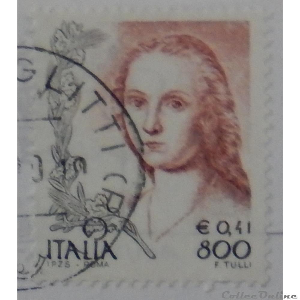 timbre europe italie 02350 femme et la licorne 0 41 800 lires de 1999