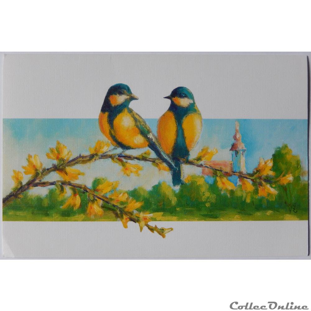CP Peinture mésanges carte postale europe rhone alpe cp peinture mesanges