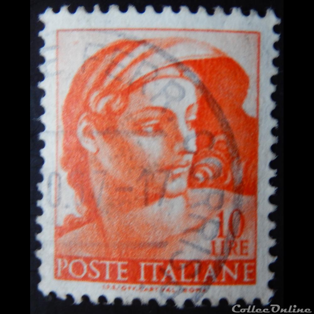 timbre europe italie 00828 fresque de michelangelo 10 lires de 1961