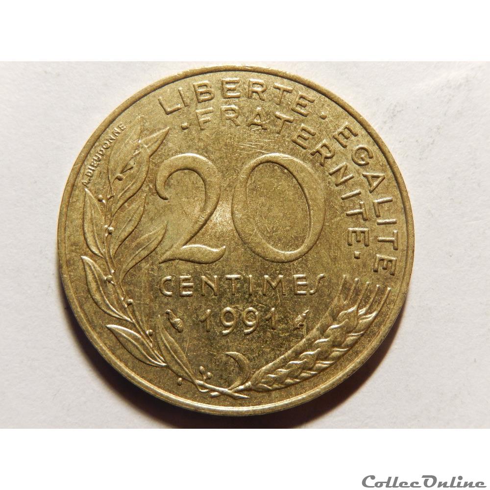 monnaie france moderne 20 centimes marianne 1991