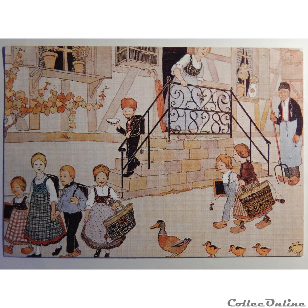 CP Hansi, Le départ pour l'école... carte postale france alsace cp hansi le depart pour ecole