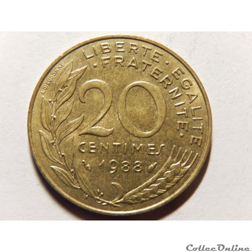 monnaie france moderne 20 centimes marianne 1988