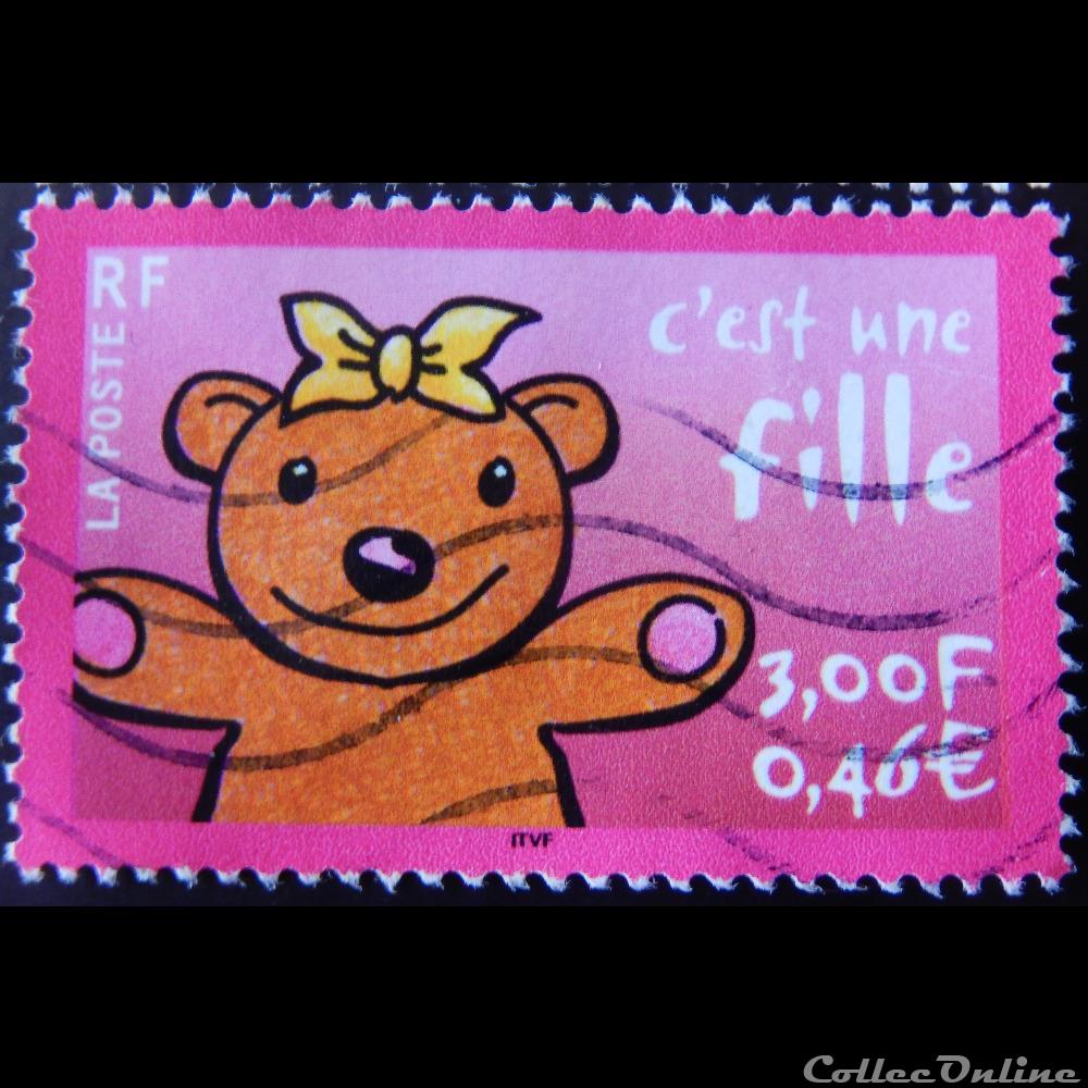 03378 C'est une fille 3F - 0.46€ de 2001 3 timbre france 03378 est une fille 3f 0 46 de 2001