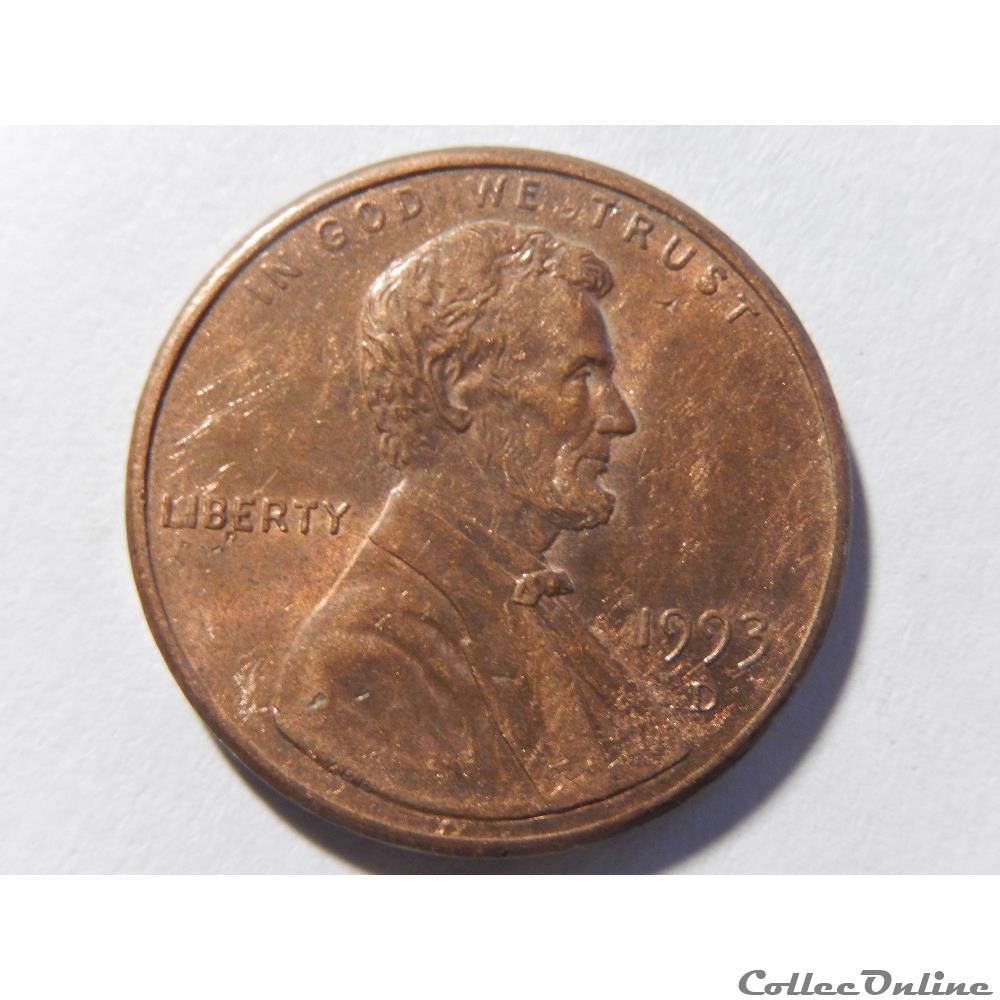 1 cent de 1993 D 2 monnaie monde etat uni 1 cent de 1993 d