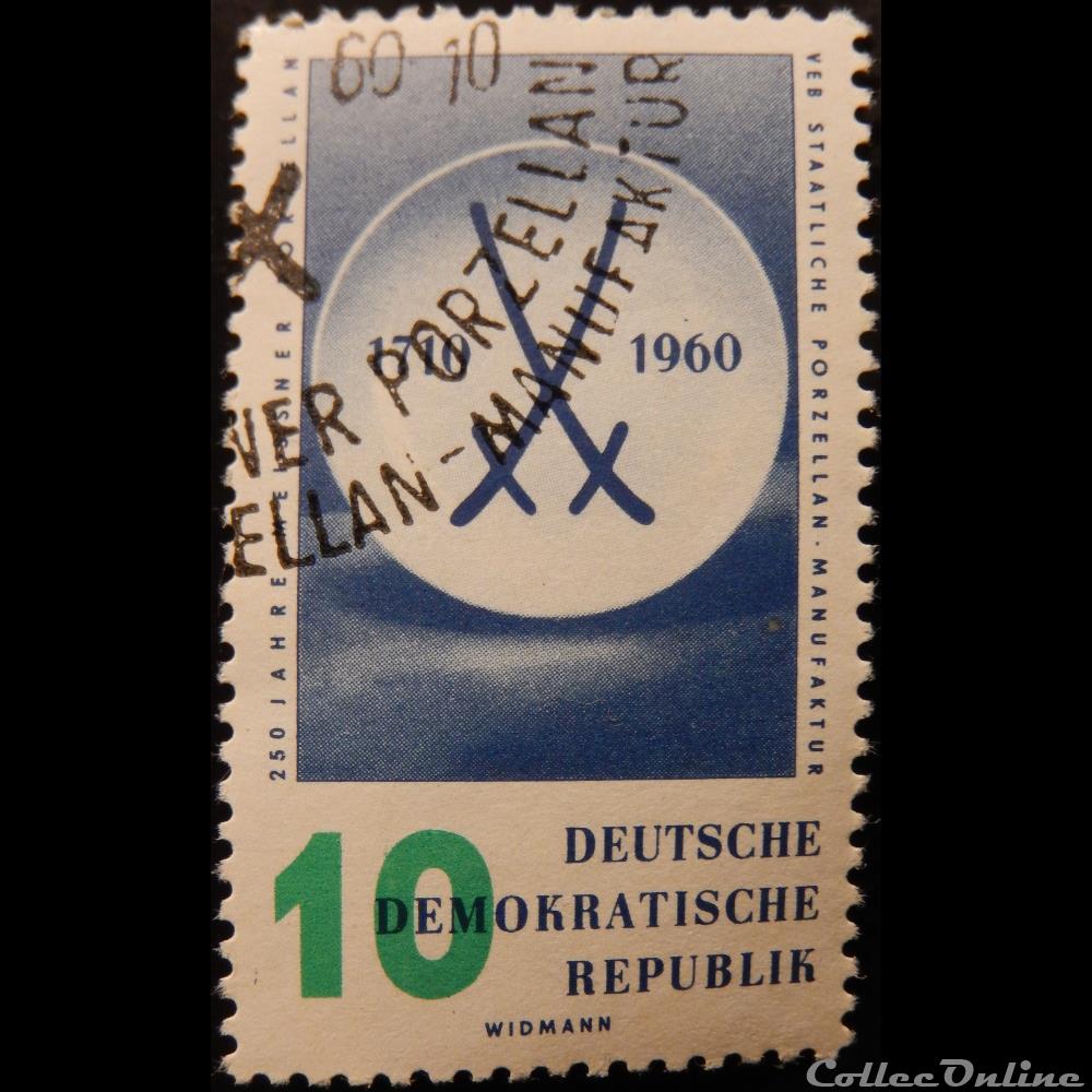timbre europe allemagne rda 00491 porcelaine 10pf de 1960
