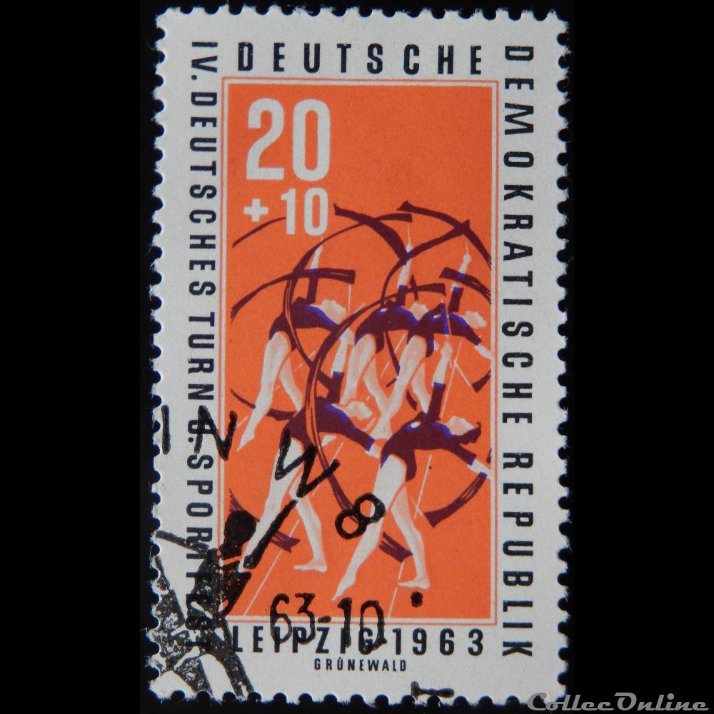 timbre europe allemagne rda 00669 gymnastique 20 10pf de 1963