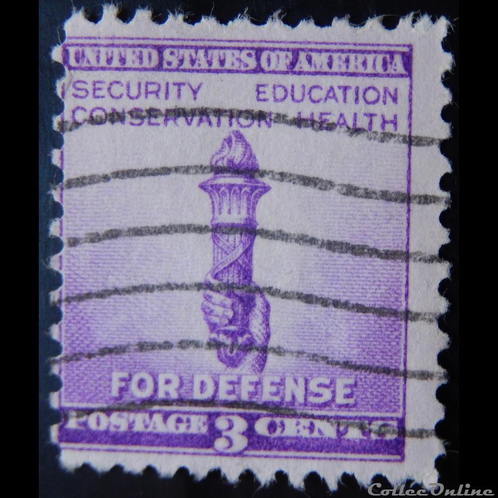 Etats Unis 00453 torche 3c de 1940 timbre amerique etats unis 00453 torche 3c de 1940