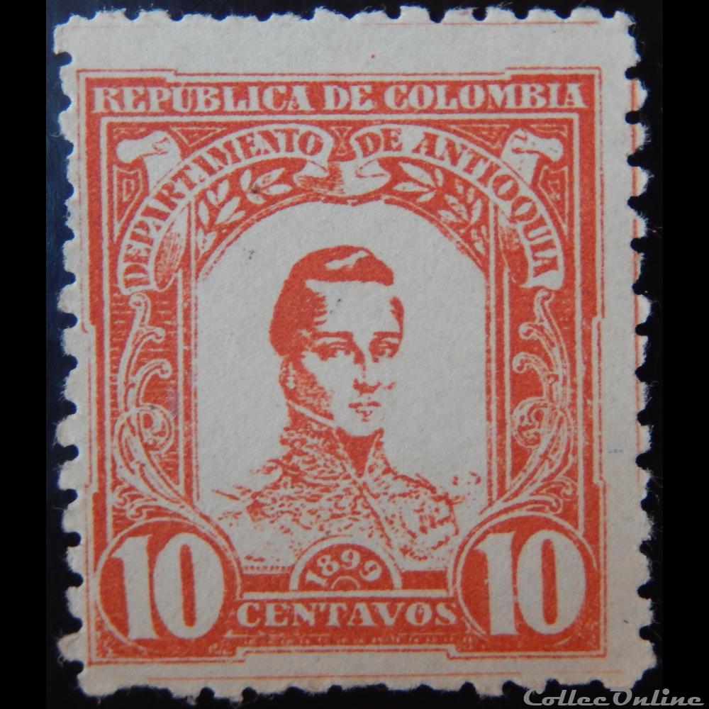 Colombie 00106 général Cordoba 10c de 1899 timbre amerique colombie 00106 general cordoba 10c de 1899