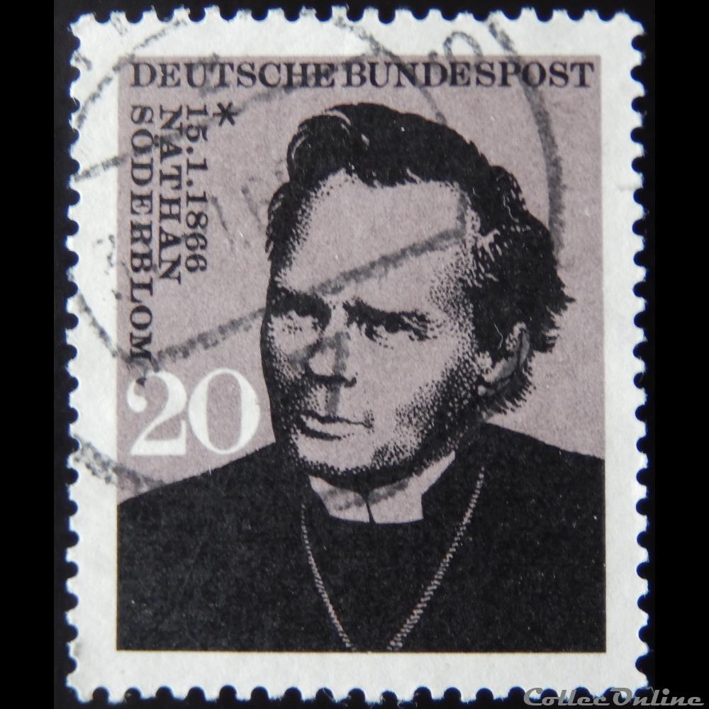 Allemagne RFA 00356 Nathan Soderblum 20pf de 1966 timbre europe allemagne rfa 00356 nathan soderblum 20pf de 1966