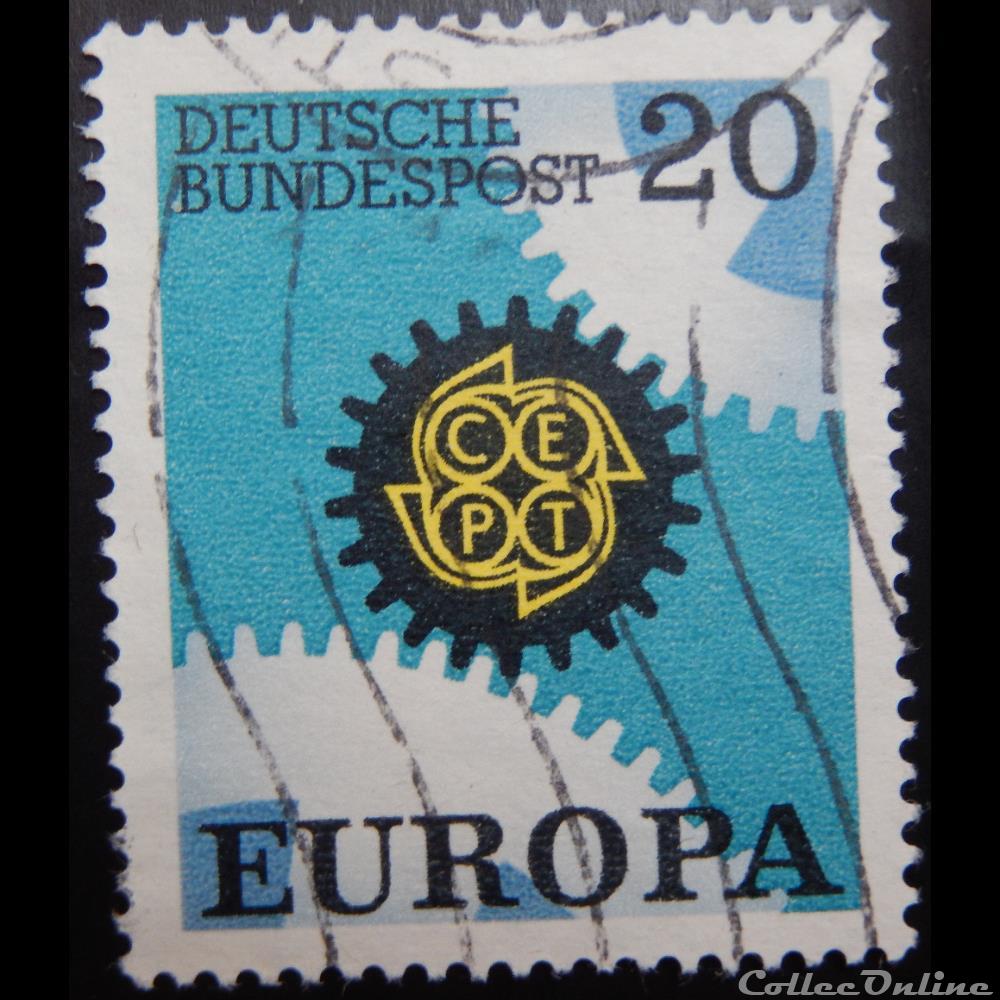 Allemagne RFA 00398 Europa CEPT, engrenage 20pf de 1967 timbre europe allemagne rfa 00398 europa cept engrenage 20pf de 1967