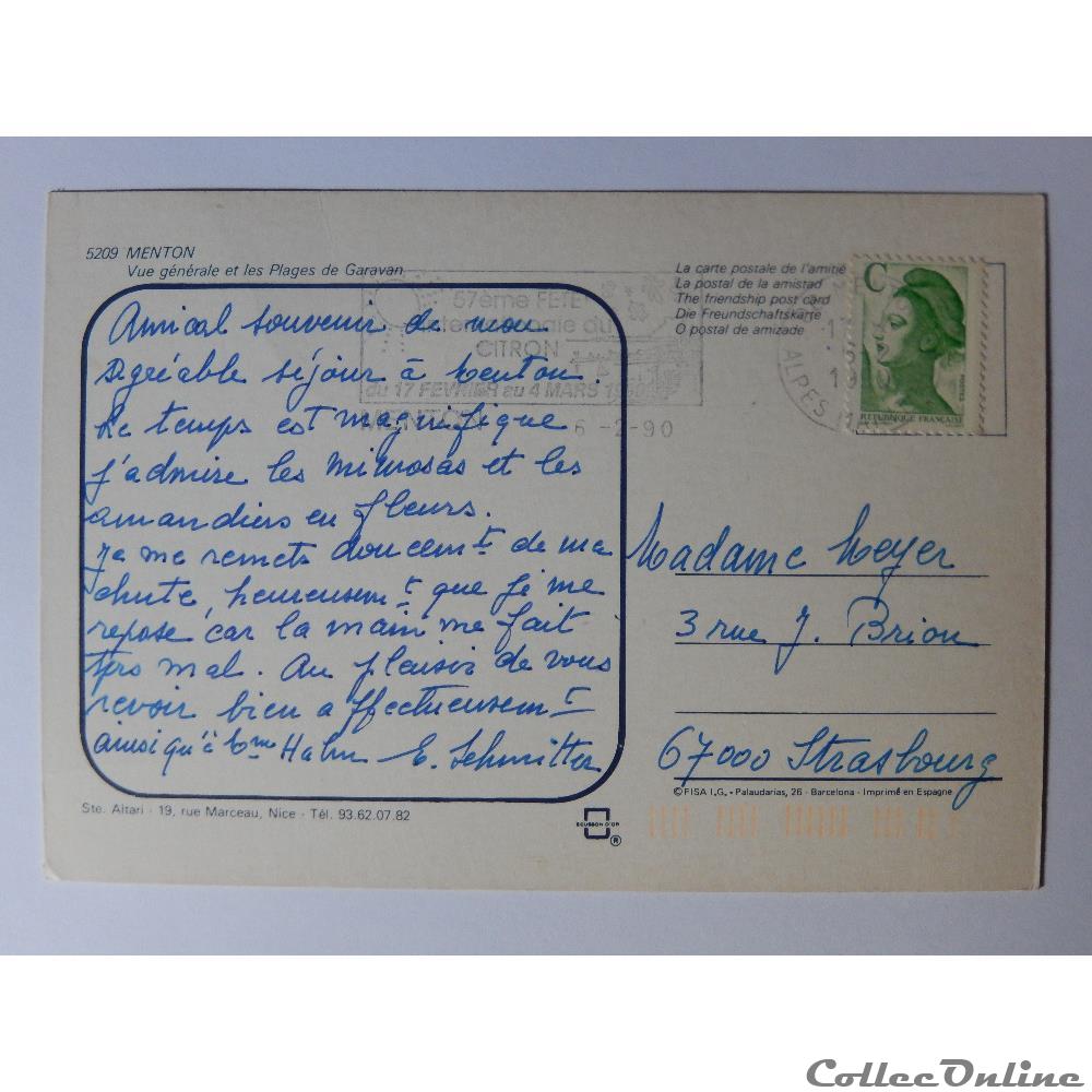 carte postale france provence cote azur cp des alpes maritimes menton
