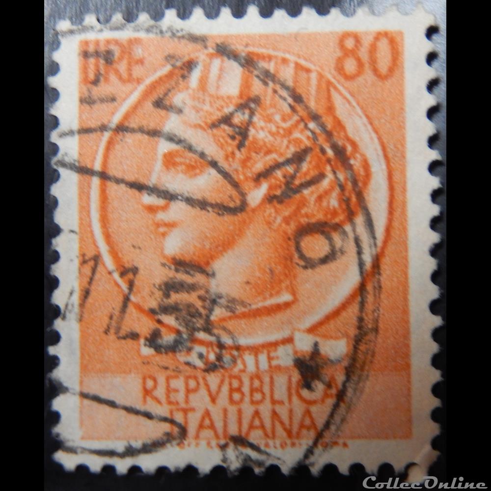 timbre europe italie 00655 piece de syracuse 80 lires de 1953