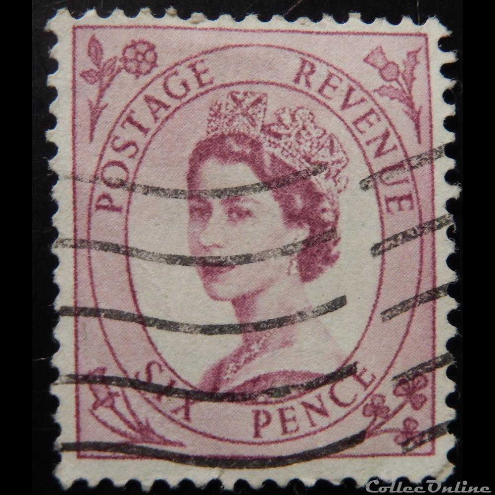 Royaume-Uni 00294 reine Elisabeth II 6d de 1955 2 timbre europe royaume uni 00294 reine elisabeth ii 6d de 1955