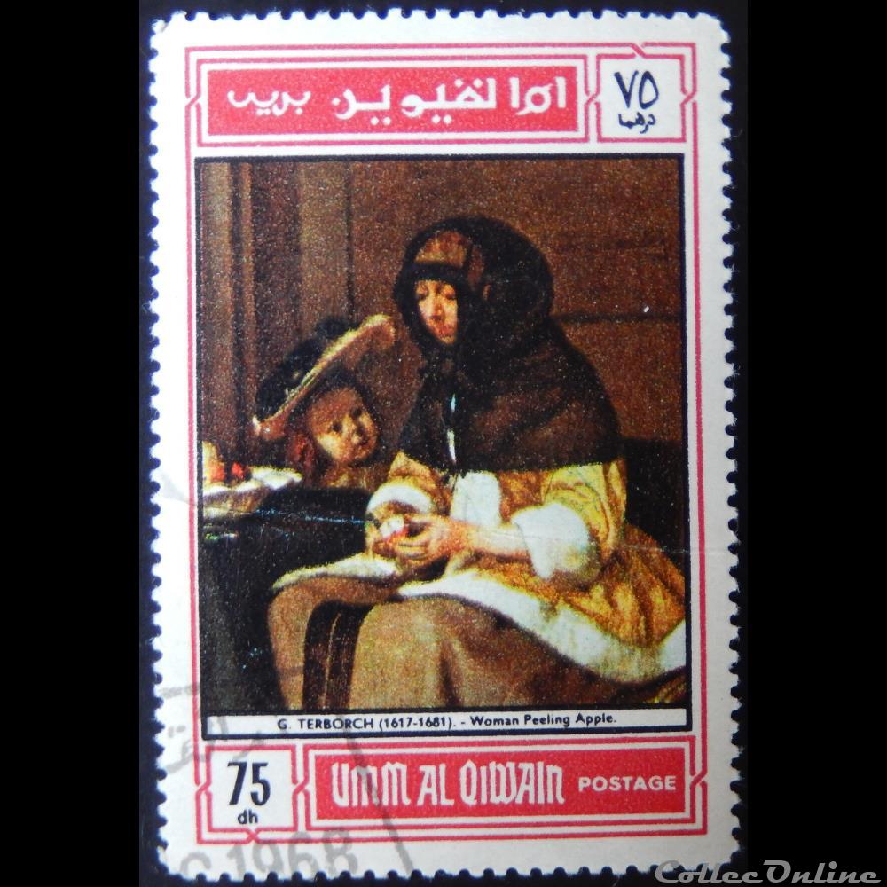 timbre asie emirat arabe uni umm al quwain 00076 c peinture de g terborch 75d de 1968
