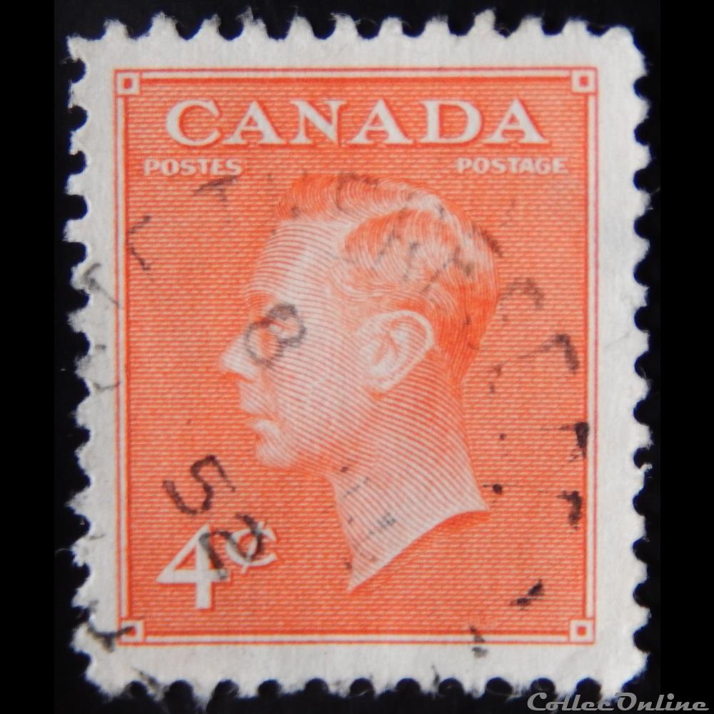 timbre amerique canadum canada 00239 roi george vi 4c de 1949