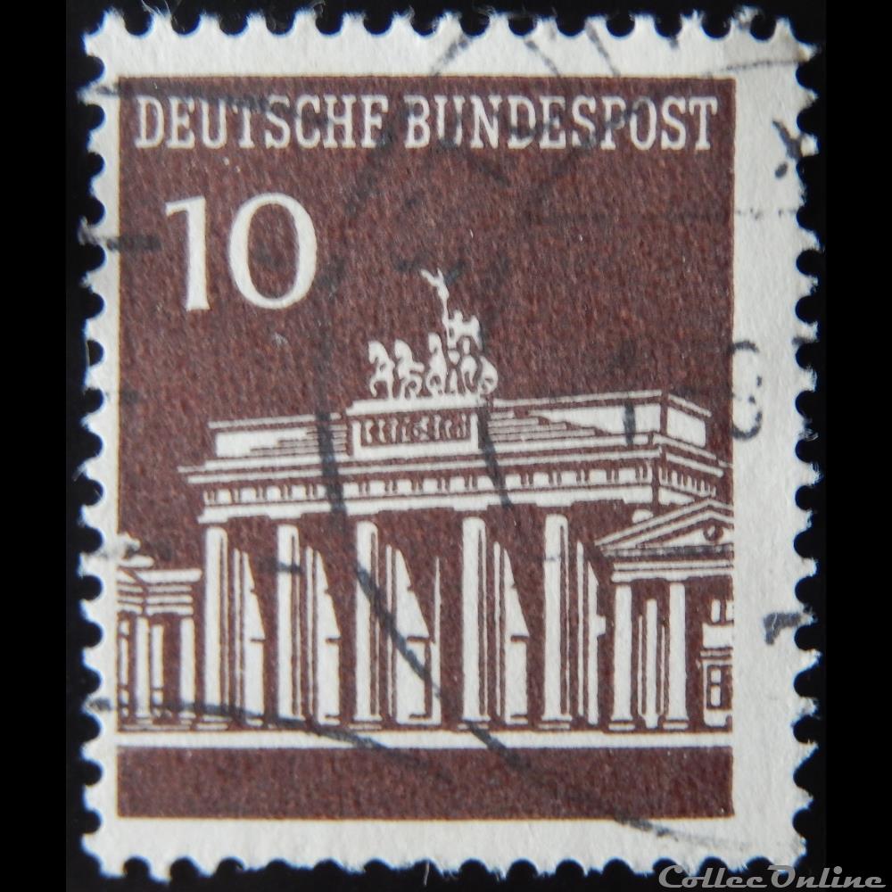 Allemagne RFA 00368 porte de Brandenburg, Berlin 10pf de 1966 timbre europe allemagne rfa 00368 porte de brandenburg berlin 10pf de 1966