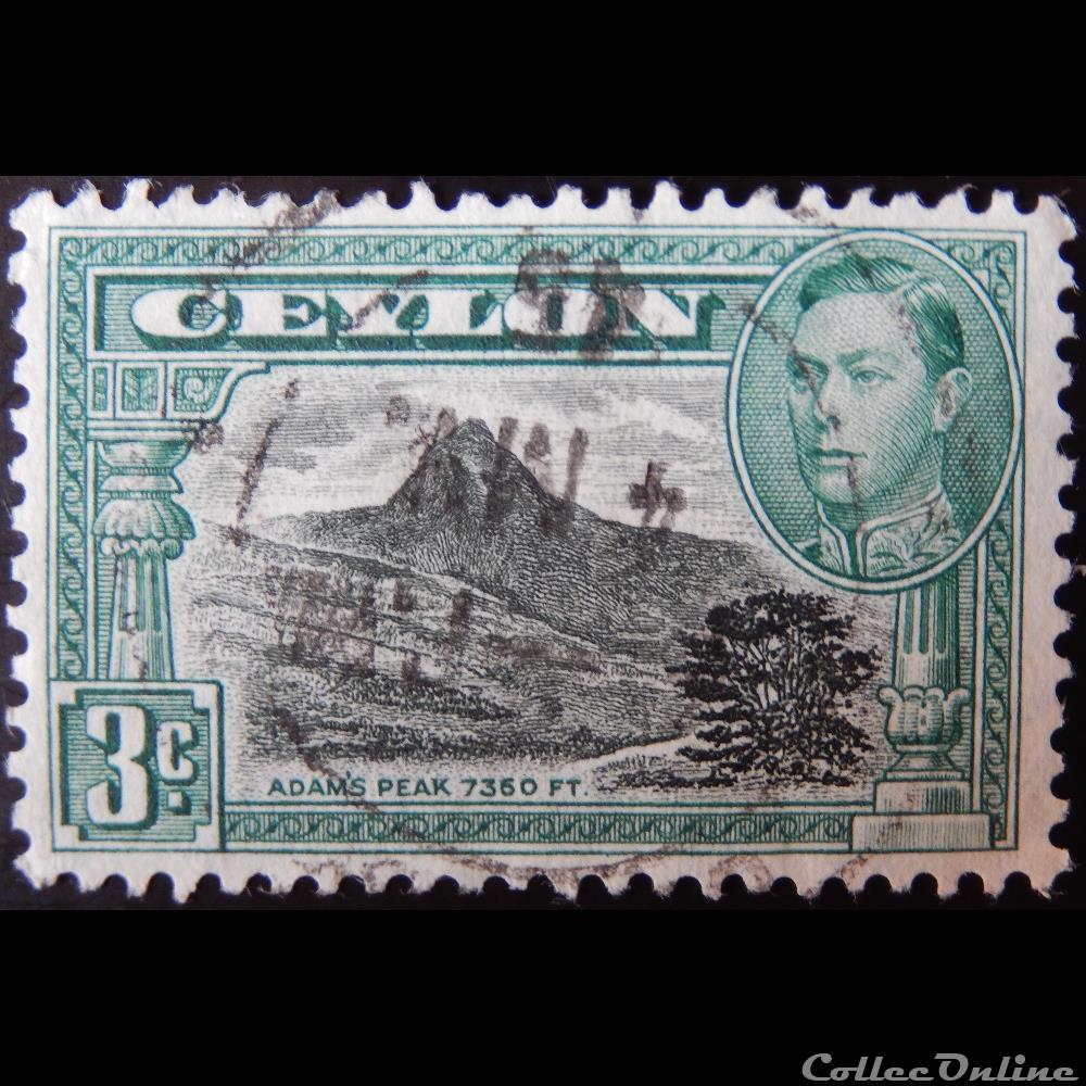 Ceylan 00253 roi George VI et vue du pic Adam 3c de 1938 timbre asie sri lanka ceylan 00253 roi george vi et vue du pic adam 3c de 1938