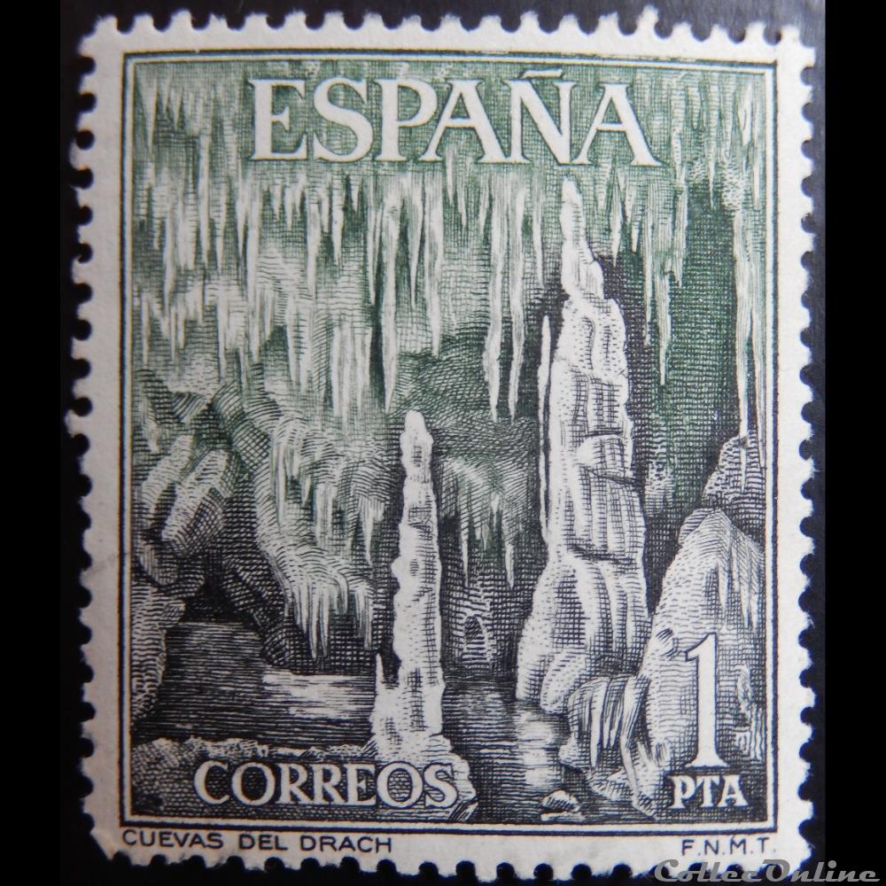 timbre europe espagne 01210 grotte du drach majorque 1pta de 1964