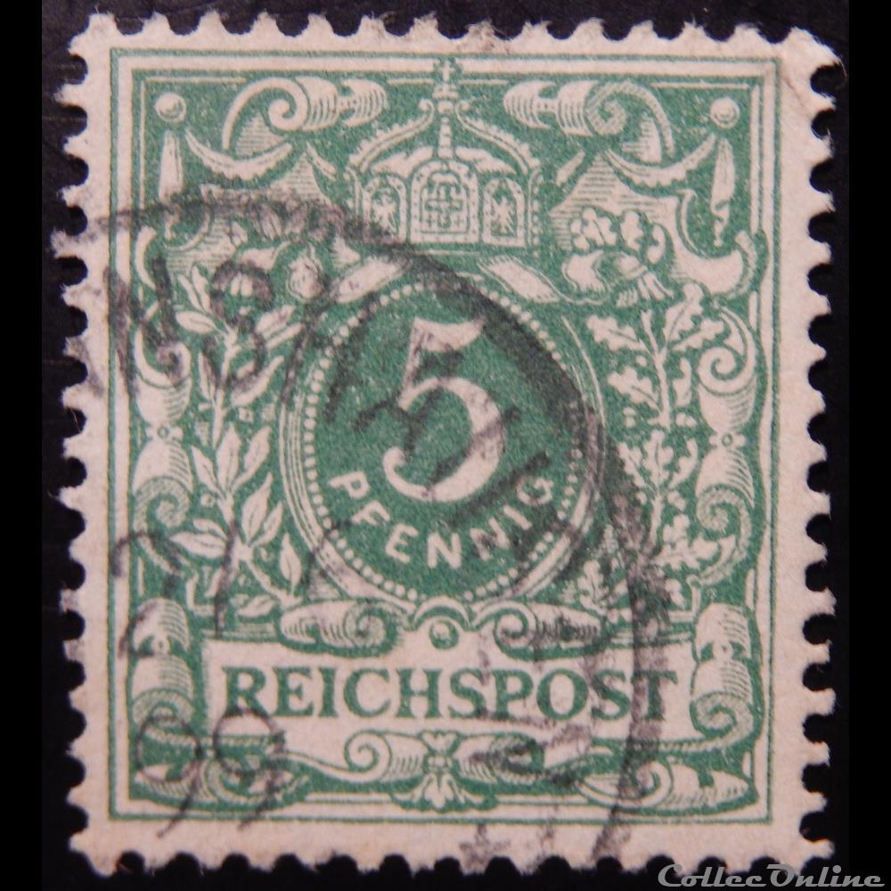 Allemagne Reich 00046 chiffre avec la couronne impériale 5pf de 1889 timbre europe allemagne reich 00046 chiffre avec la couronne imperiale 5pf de 1889