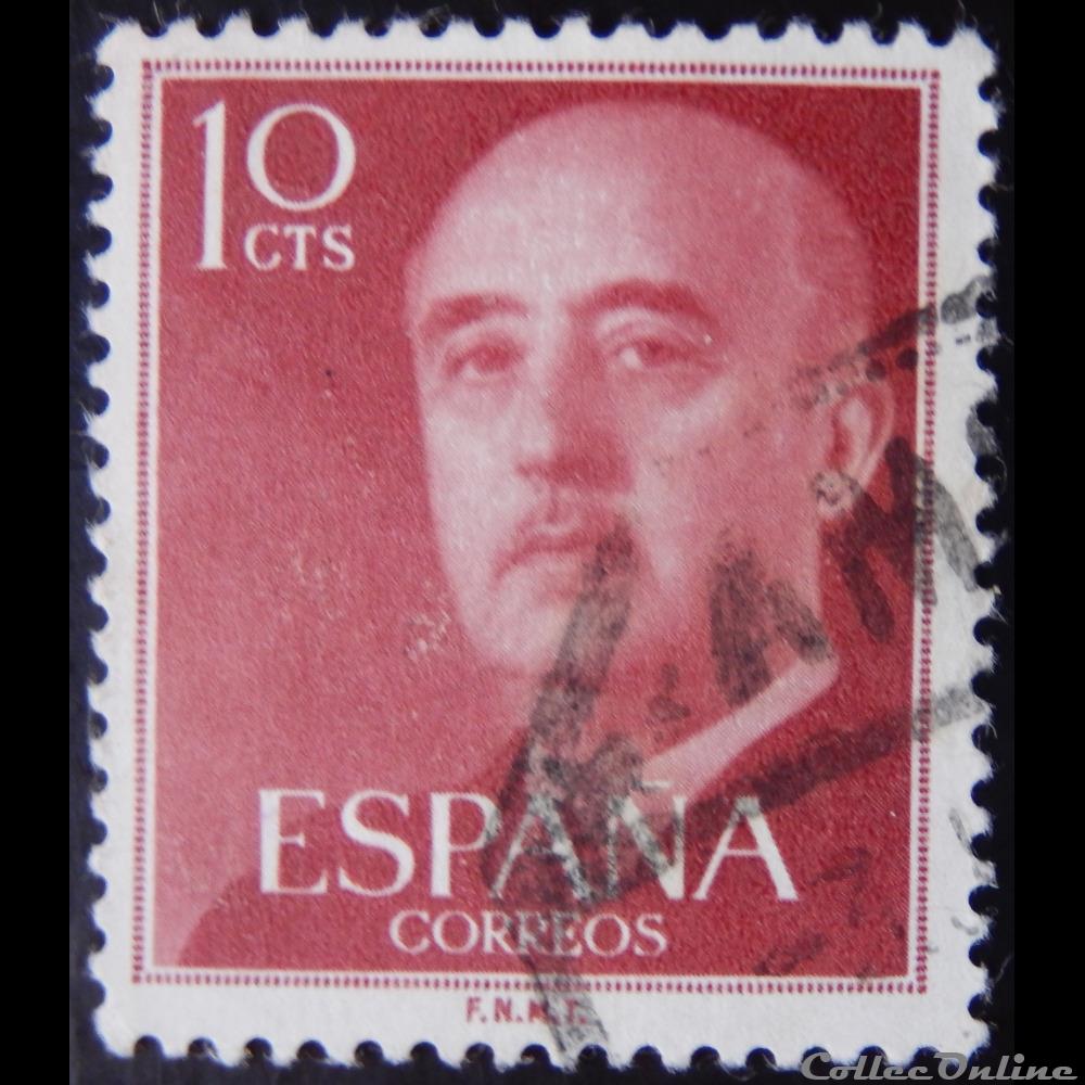 Espagne 00854 général Francisco Franco 10c de 1955 timbre europe espagne 00854 general francisco franco 10c de 1955
