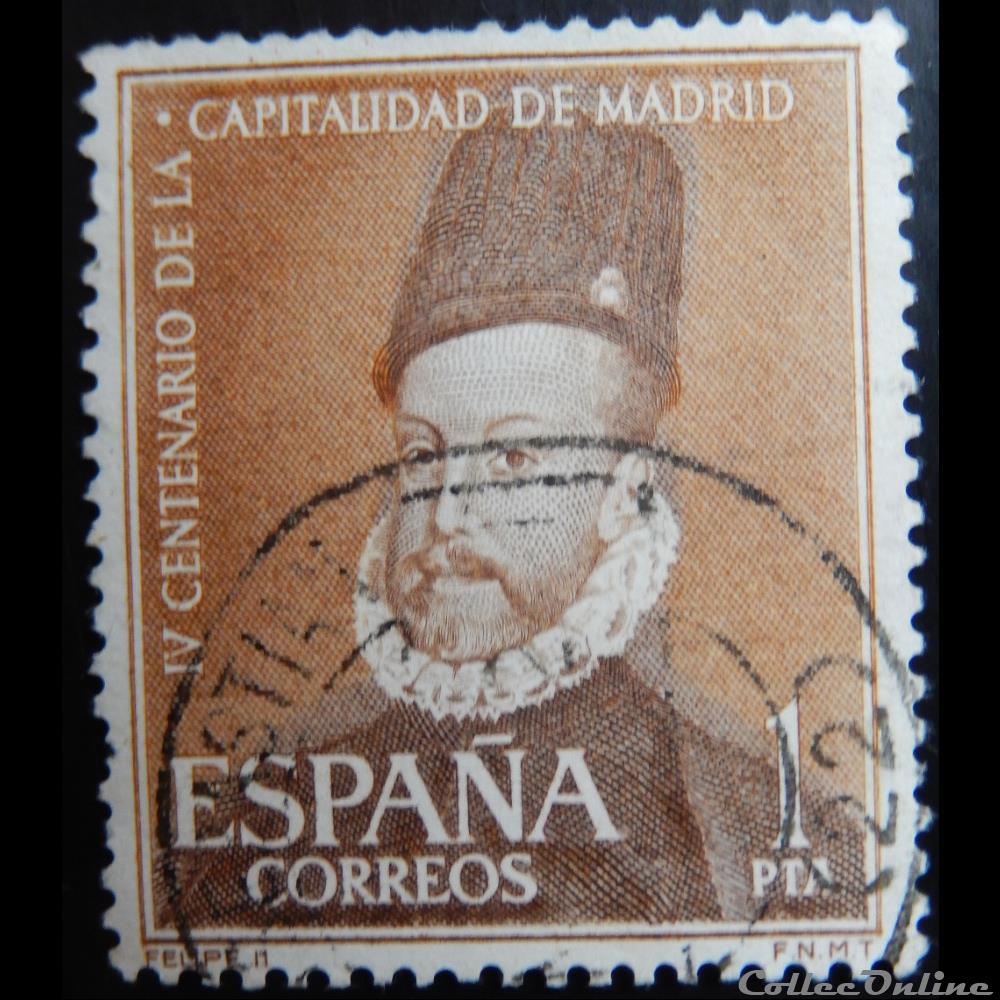 Espagne 01062 Madrid capital, Felipe II 1Ptas de 1961 timbre europe espagne 01062 madrid capital felipe ii 1ptas de 1961