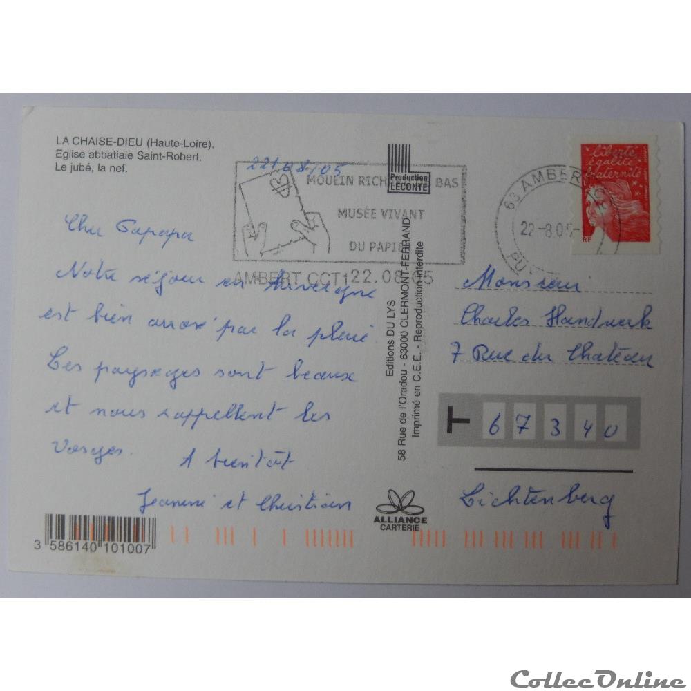 carte postale france auvergne cp de haute loire la chaise dieu