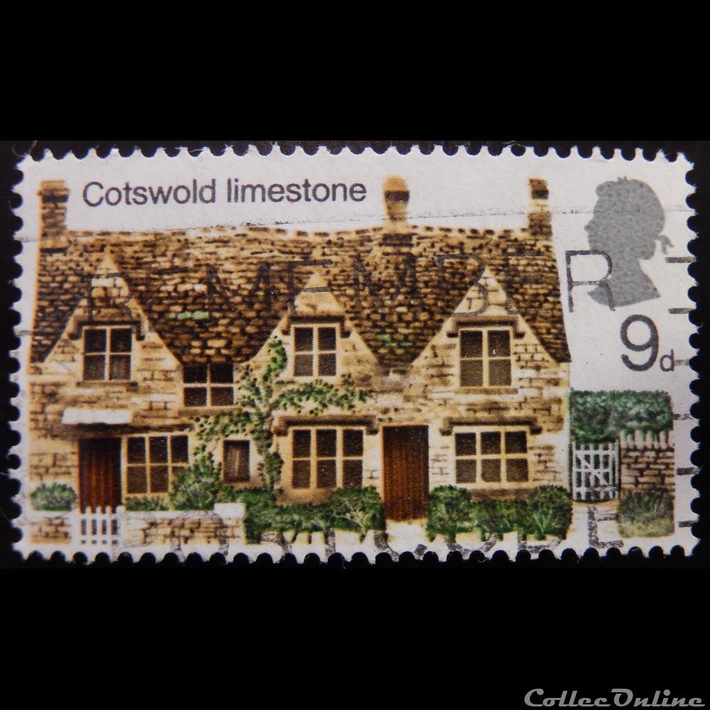 Royaume-Uni 00583 Cotswold Limestone 9p de 1970 timbre europe royaume uni 00583 cotswold limestone 9p de 1970