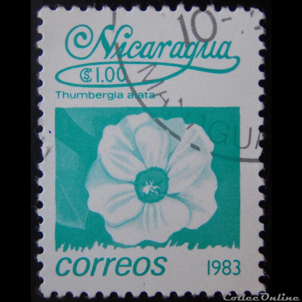Nicaragua 01261 Fleur Suzanne aux yeux noirs 1C$ de 1983 timbre amerique nicaragua 01261 fleur suzanne aux yeux noirs 1c de 1983