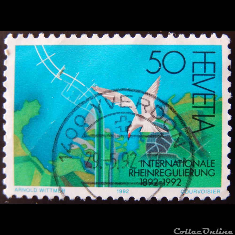timbre europe suisse 01395 amenagement international du rhin 50cts de 1992