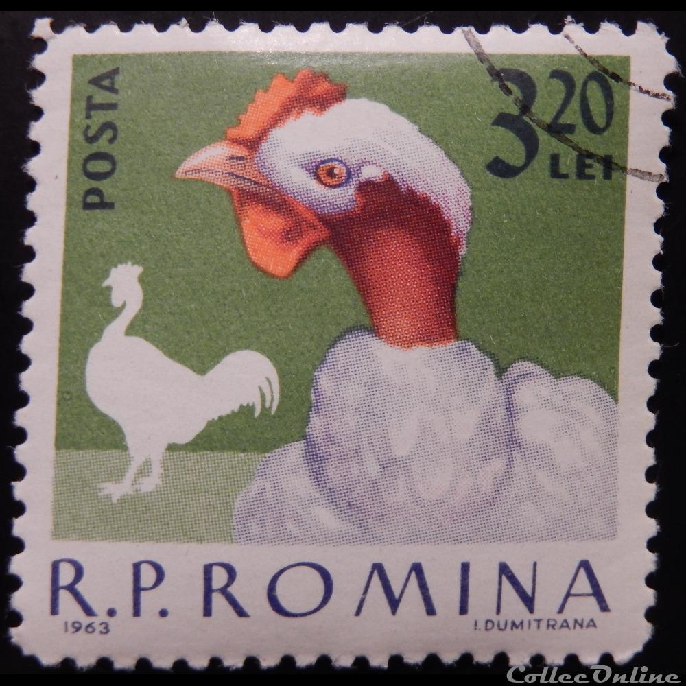 timbre europe roumanie 01915 dindon femelle 3 20 lei de 1963