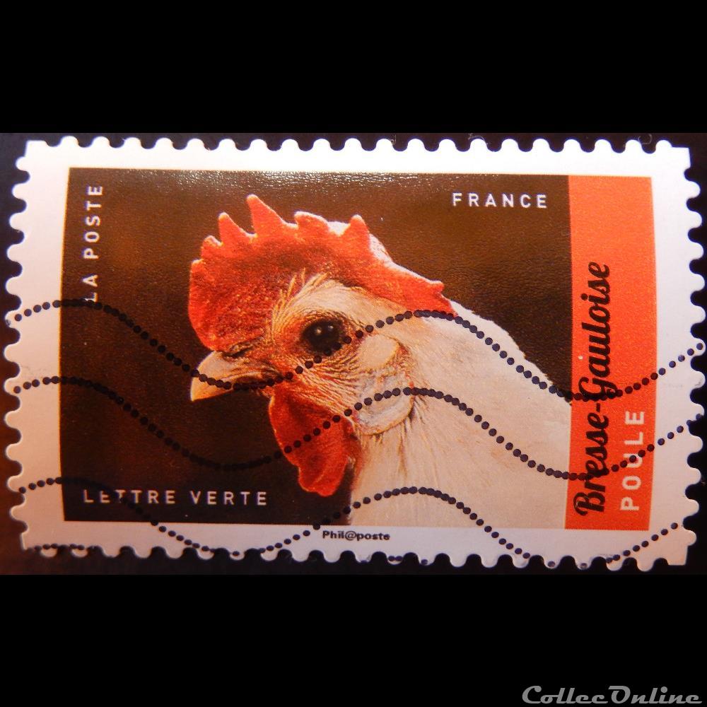 AA01397 Poule Bresse-Gauloise lettre verte de 2017 timbre france aa01397 poule bresse gauloise lettre verte de 2017
