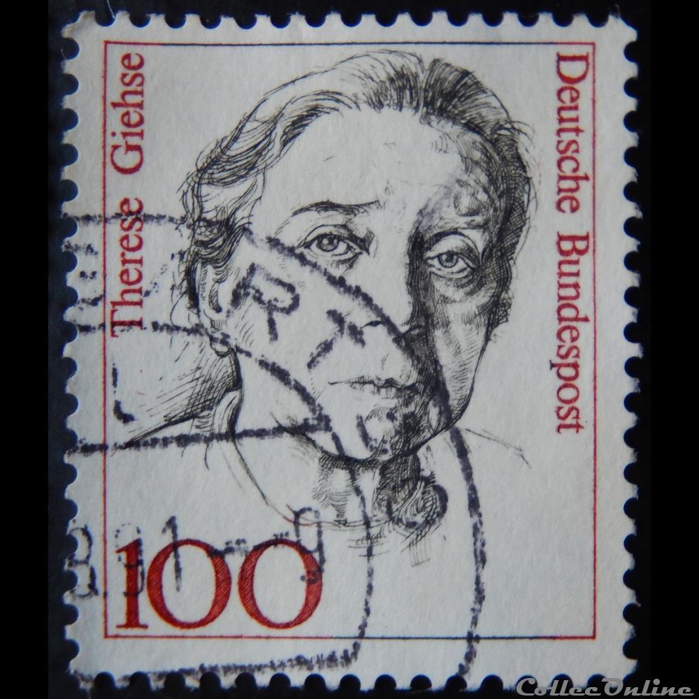 Allemagne RFA 01222 Thérèse Giehse 100pf de 1988 2 timbre europe allemagne rfa 01222 therese giehse 100pf de 1988