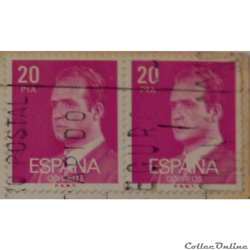 Espagne 02061 roi Juan Carlos I 20Ptas de 1977 2 timbre europe espagne 02061 roi juan carlos i 20ptas de 1977