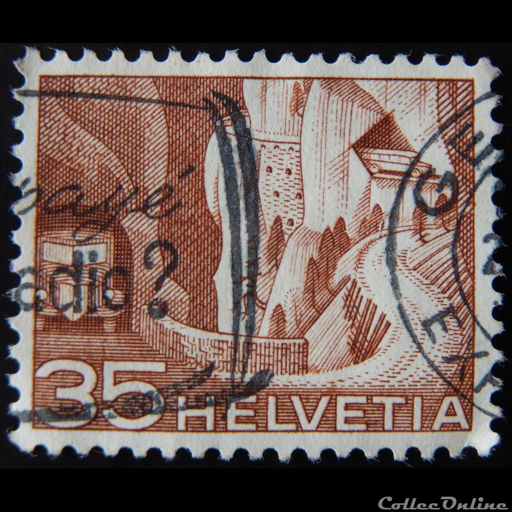 Suisse 00488 route de Val d'Anniviers 35cts de 1949 timbre europe suisse 00488 route de val anniviers 35cts de 1949